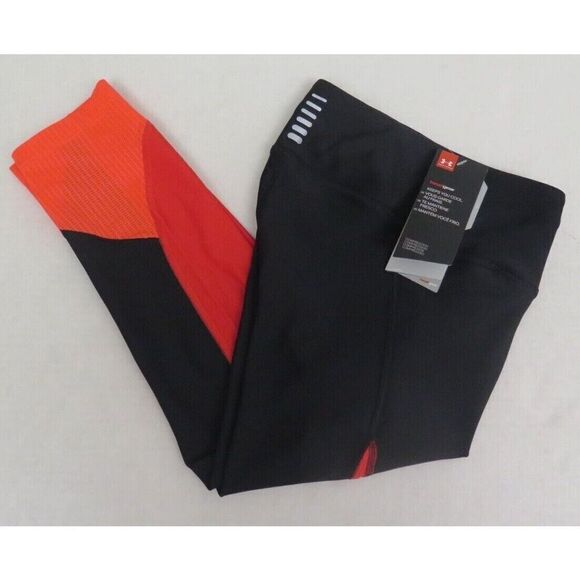 Under Armour 1351181 Women's Sz XS Black/Versa Red Mileage Colorblock Capris - Picture 3 of 5